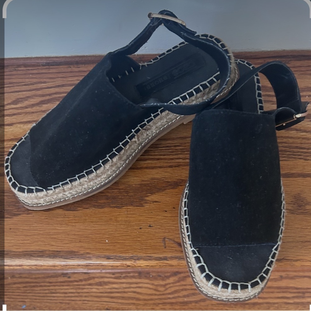 ASOS DESIGN Hannah Black Suede Espadrille Sandals Womens Minimalist Casual Chic
